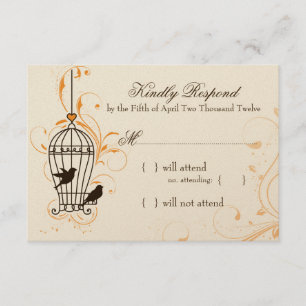 Fanciful Swirls Birdcage Orange & Brown RSVP