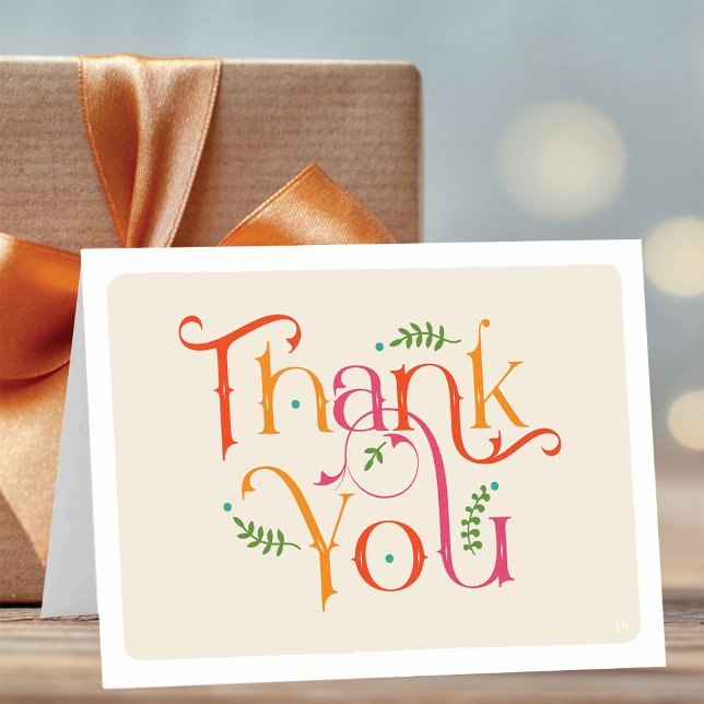 Fanciful Thank You Greenery Blank Card (Creator Uploaded)