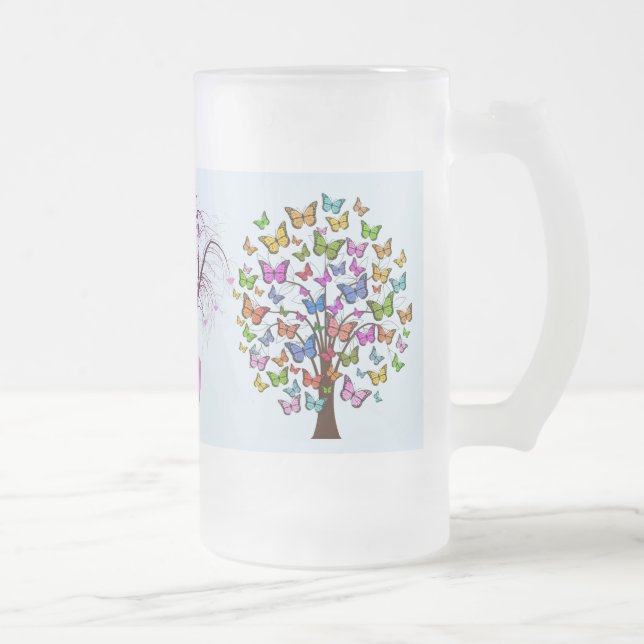 Fanciful Trees Frosted Glass Beer Mug (Right)