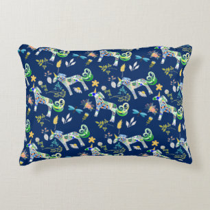 Fanciful Unicorns and Dragonflies Decorative Cushion