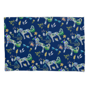 Fanciful Unicorns and Dragonflies Pillowcase