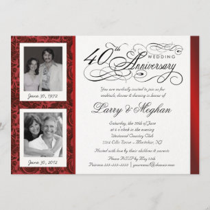 Fancy 40th Anniversary Invitations - Then & Now