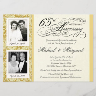 Fancy 65th Anniversary Invitations - Then & Now