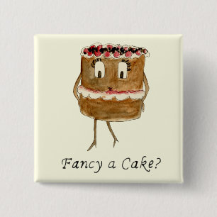 Fancy a Cake funny baking quote 15 Cm Square Badge
