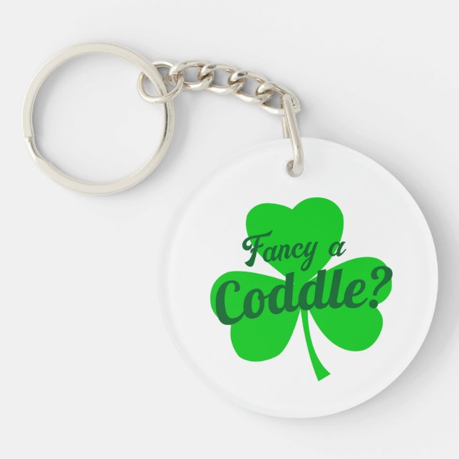 Fancy A Coddle Cuddle Romantic Irish Saying Key Ring (Front)