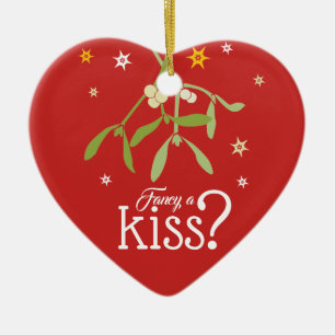 Fancy a kiss Christmas mistletoe ornament