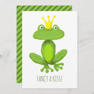 Fancy a kiss frog prince cartoon Valentines's day Holiday Card