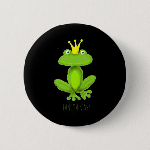 Fancy A Kiss Frog Prince Cartoon Valentiness Day T 6 Cm Round Badge