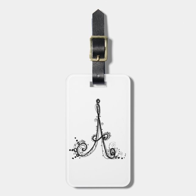 Fancy Alphabet™ "A" Luggage Tag! Tag (Front Vertical)