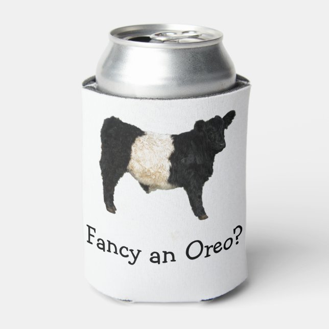 Fancy an Oreo? Belted Galloway Cattle Beltie Steer Can Cooler (Can Front)