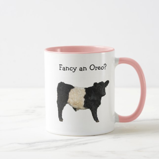Fancy an Oreo? Belted Galloway Cow Beltie Steer Mug (Right)