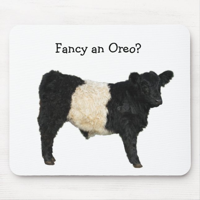 Fancy an Oreo? Belted Galloway Cow Mouse Mat (Front)