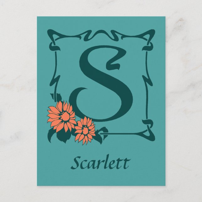 Fancy art nouveau letter S Postcard (Front)
