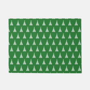Fancy Artistic Christmas Pattern Holiday Green Doormat