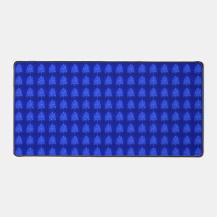 Fancy Artistic Christmas Tree Pattern Holiday Blue Desk Mat