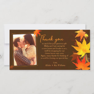 Fancy Autumn Maple Wedding Thank You Photo Card