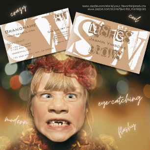 Fancy Beige and White Chic with Initials Stylish Business Card