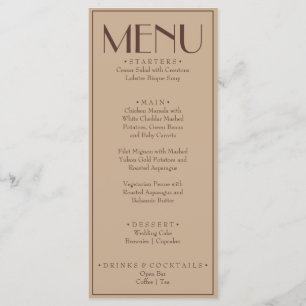 Fancy Beige Espresso Old Money Luxury Wedding Menu