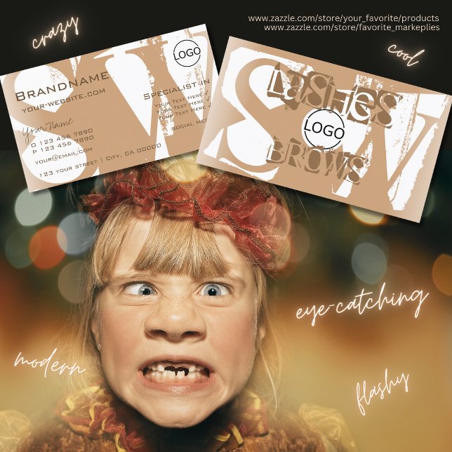 Fancy Beige White with Logo and Monogram Stylish Business Card (Creator Uploaded)