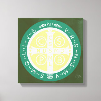 Fancy Benedictine Cross No. 1 Green Canvas Print