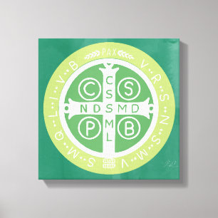 Fancy Benedictine Cross No. 2 Green Canvas Print