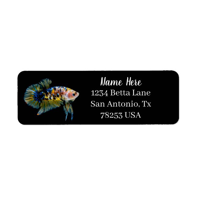 Fancy Betta Fighting Fish Return Address (Front)