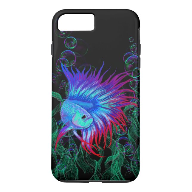 Fancy Betta Splendens Blue Teal & Red Case-Mate iPhone Case (Back)