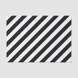 Fancy Black and White Diagonal Striped Pattern Tissue Paper