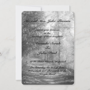 Fancy Black and White Nature Wedding Invitation