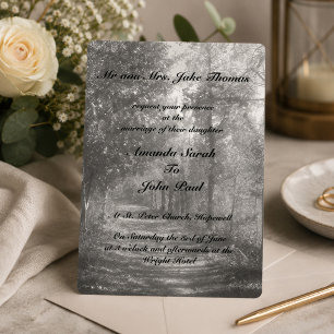 Fancy Black and White Nature Wedding Invitation