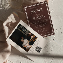 Fancy Black Cream Old Money QR Code Photo Wedding