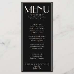 Fancy Black Cream Old Money Retro Luxury Wedding Menu