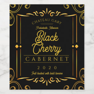 Fancy black faux gold homemade wine personalized wine label