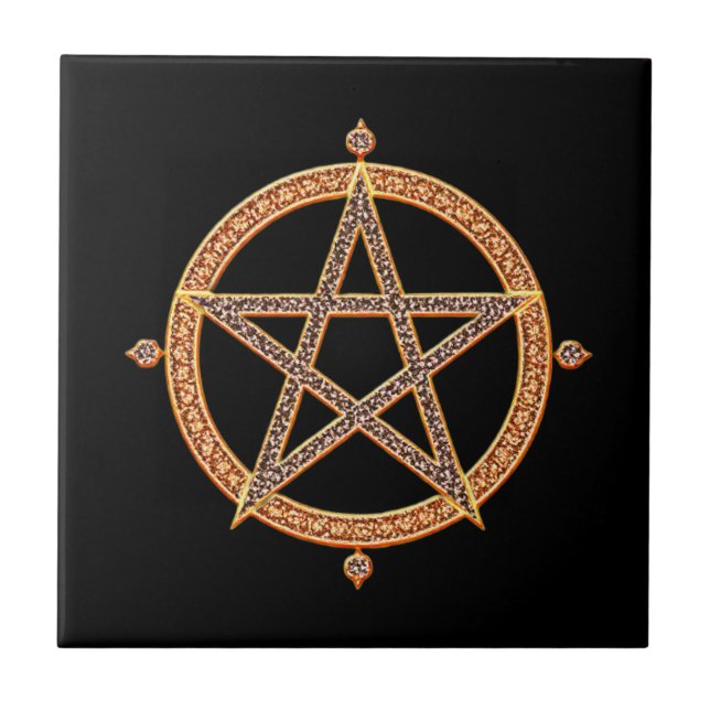 Fancy Black Pentagram Decorative Tile (Front)
