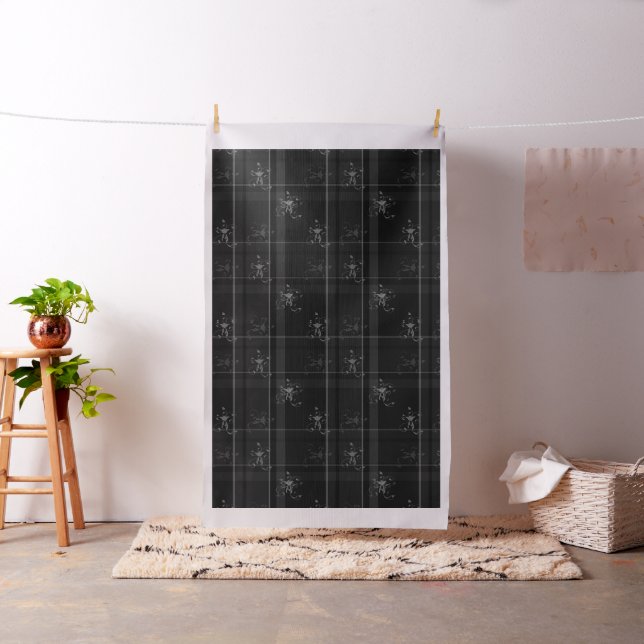 Fancy Black Plaid Combed Cotton (56" W) Fabric (In Situ)