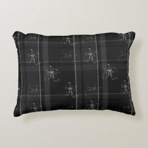 Fancy Black Plaid Cotton Accent Pillow 16" x 12"
