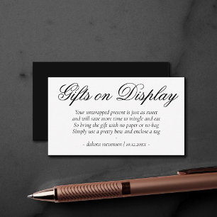 Fancy Black Script   Elegant Gifts Display Poem Enclosure Card