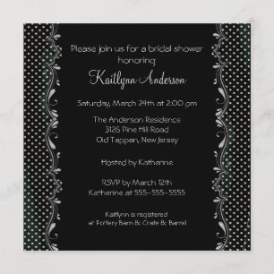 Fancy Black & Silver Trim Bridal Shower Invitation