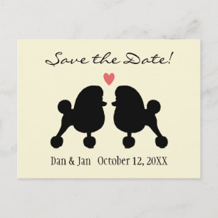 Fancy Black Toy Poodles Wedding Save the Date Announcement Postcard