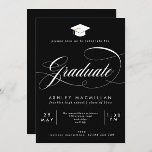 Fancy Black & White Graduation Party Invitation