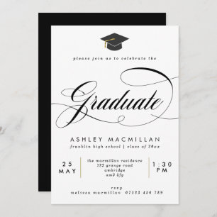 Fancy Black & White Graduation Party Invitation
