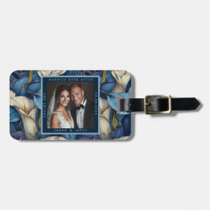 Fancy Blue Calla Lilies Petal Countryside Wedding Luggage Tag