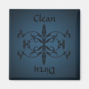 Fancy Blue Clean or dirty dishwasher magnet