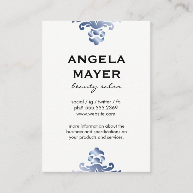 Fancy Blue Elements Business Card (Front)