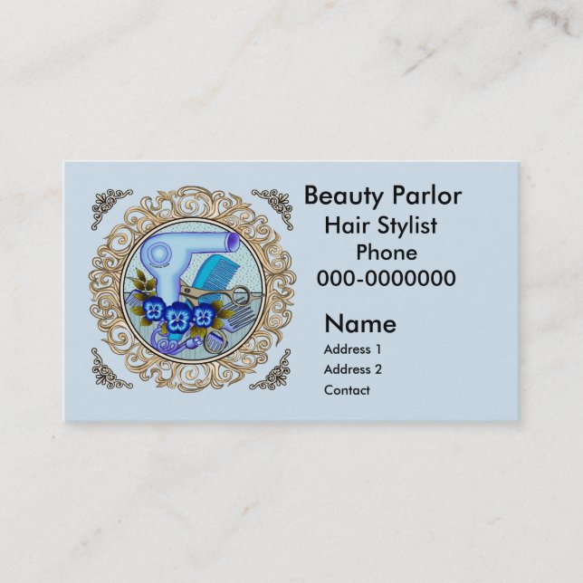 Fancy Blue Pansy Beautician Appointment Card (Front)