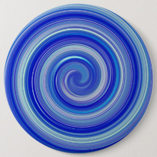 Fancy blue spiral 6 cm round badge