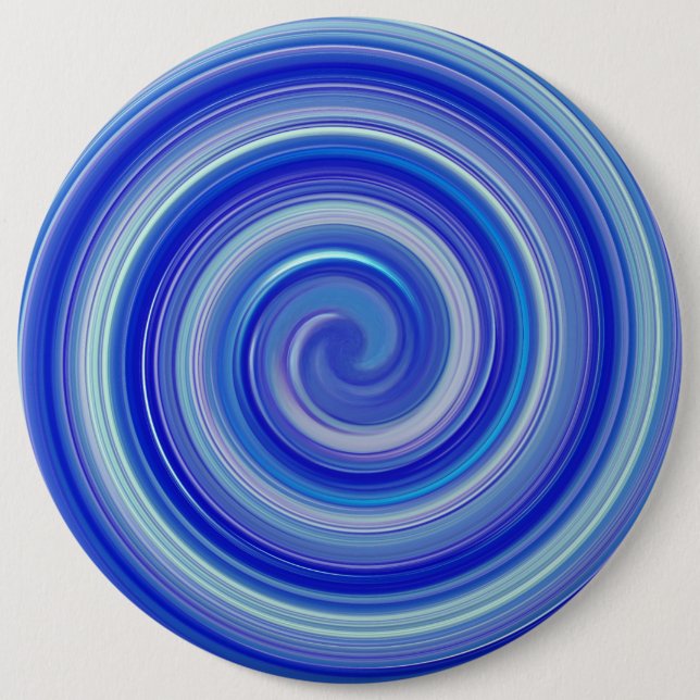 Fancy blue spiral 6 cm round badge (Front)