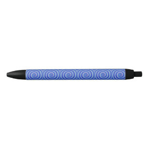 Fancy Blue Spiral Black Ink Pen