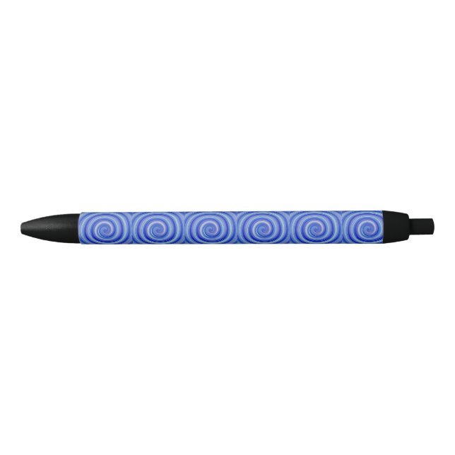 Fancy Blue Spiral Black Ink Pen (Front)
