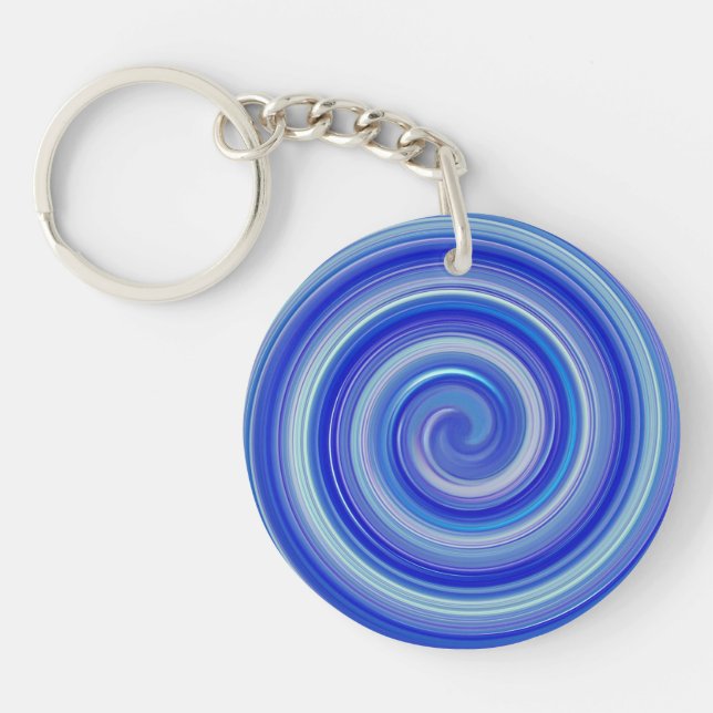 Fancy blue spiral key ring (Front)